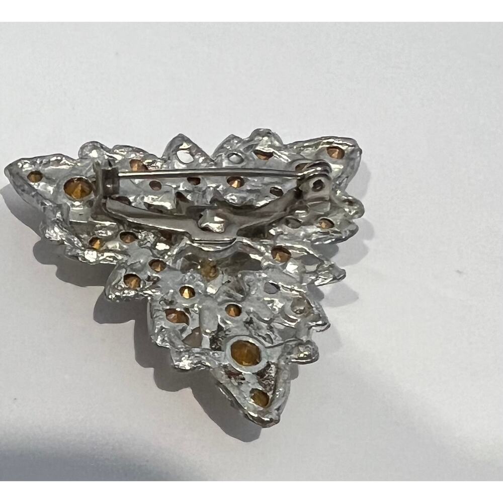 Vintage Triangular Large Clear Rhinestone Raised Brooch‎ Pin - Picture 6 of 7